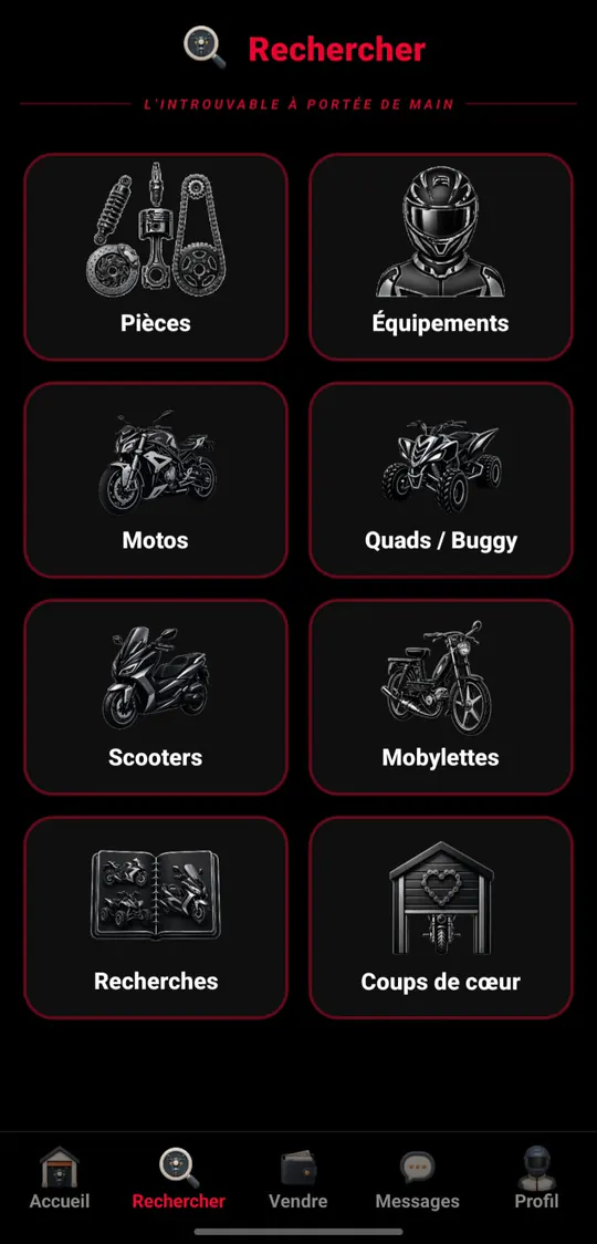 Écran de recherche d’annonces